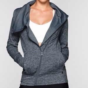 Lorna Jane Active Asymmetrical Zip Thru Charcoal Heather Yoga Jacket M